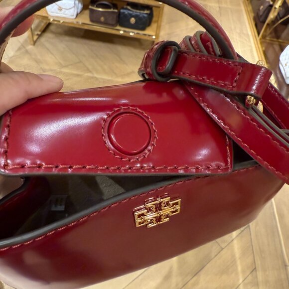 Tory Burch Britten Mini Satchel 162831 Bartlett Red, $450 - Picture 6 of 9